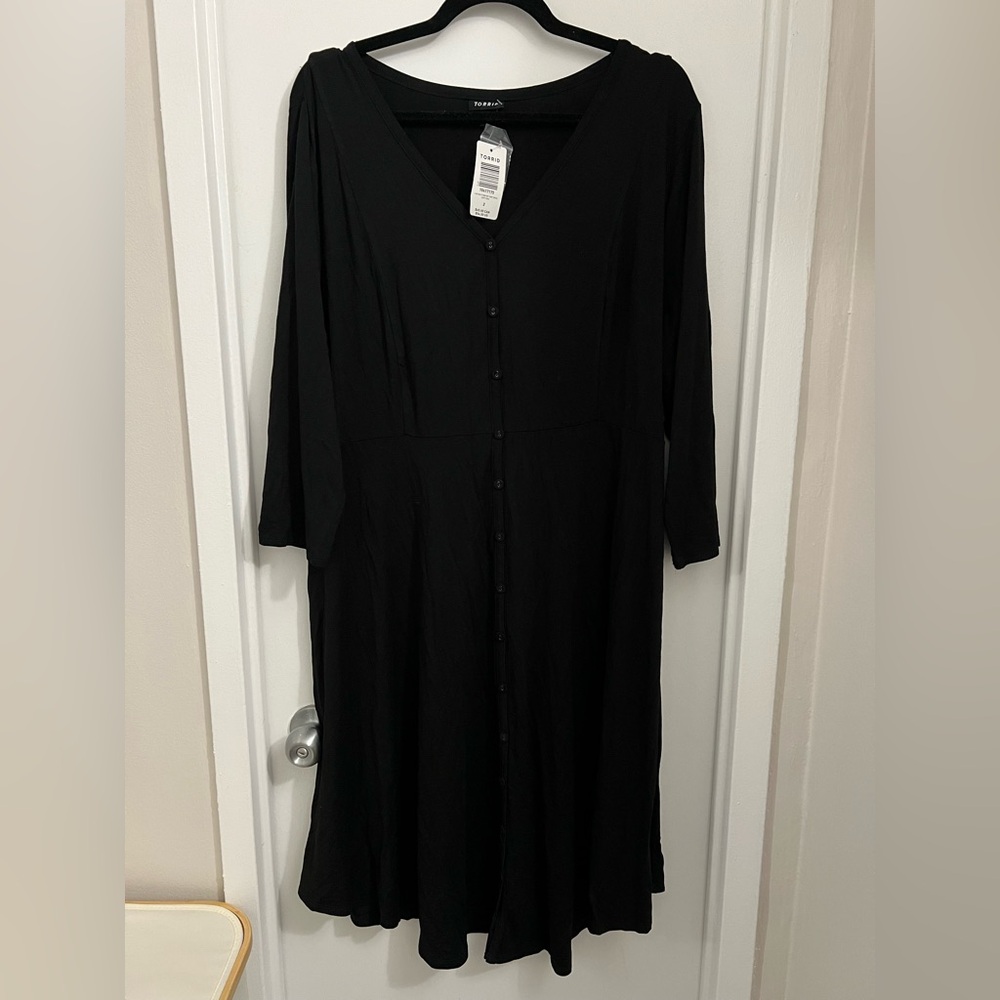 Torrid Black Long Sleeve Button-Down Dress